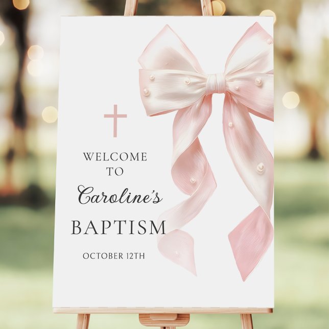 Pink Bow Baptism Welcome Foam Board (Creator Uploaded)