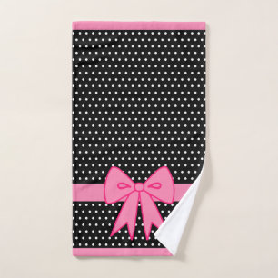 Pink Bow Bath Hand Towel 