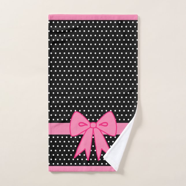 Pink Bow Bath Hand Towel  (Hand Towel)