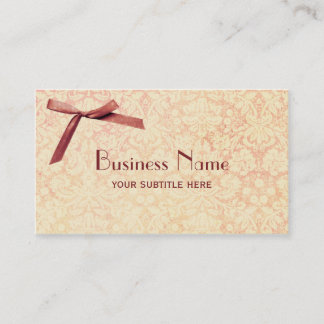 Pink Bow Beauty Damask Vintage Business Card