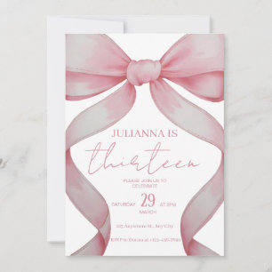 Pink Bow Birthday ,birthday invitation, girl Pink Invitation
