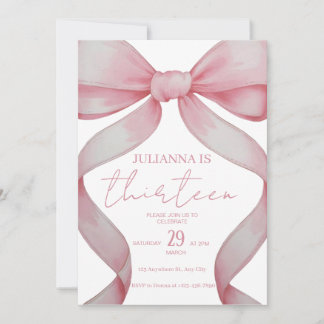 Pink Bow Birthday ,birthday invitation, girl Pink  Invitation