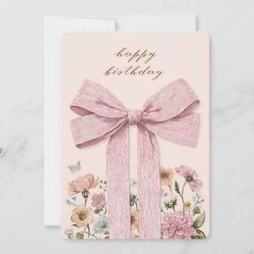 Pink Bow Birthday Card