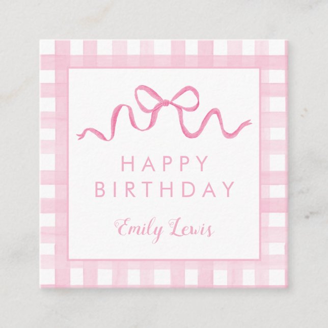 Pink Bow Birthday Enclosure Cards (Front)