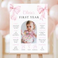 Pink Bow Birthday First Year Milestone