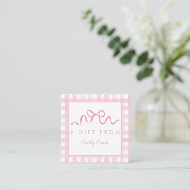 Pink Bow Birthday Gift Enclosure Cards (Standing Front)