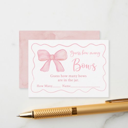 Pink Bow Birthday Guess How Many Game Enclosure Card