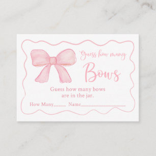 Pink Bow Birthday Guess How Many Game Enclosure Card