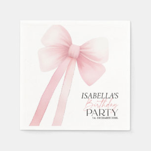 Pink Bow Birthday Napkins