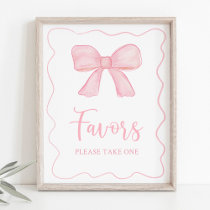 Pink Bow Birthday Party Favor Sign