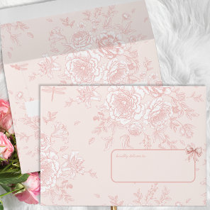 Pink Bow Birthday Party Whimsy Toile Personalized Envelope