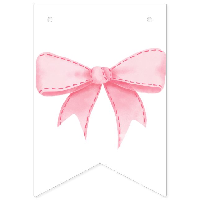 pink bow birthday streamers bunting flags (First Flag)