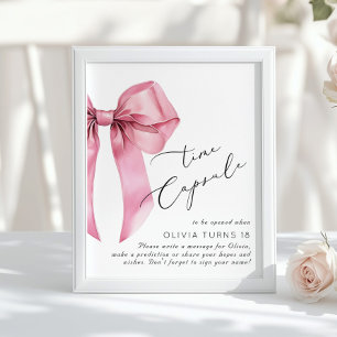 Pink Bow Birthday Time Capsule Poster