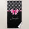 Pink Bow Black And White Polka Dots Name