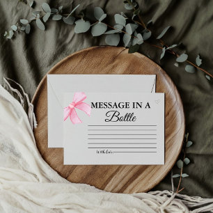 Pink Bow Blush Message bottle Bridal Shower Enclosure Card