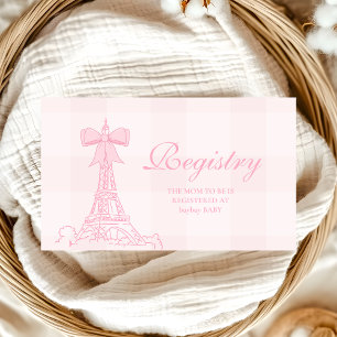 Pink Bow Bonjour Bebe Baby Shower Registry Enclosure Card
