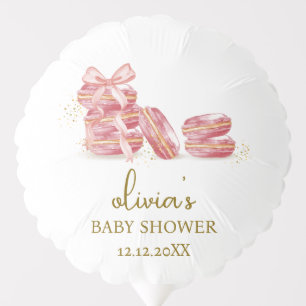 Pink Bow Bonjour Bébé French Macarons Baby Shower  Balloon