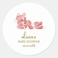 Pink Bow Bonjour Bébé French Macarons Baby Shower
