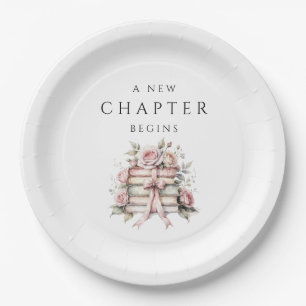 Pink Bow Book Baby Shower Paper Plates