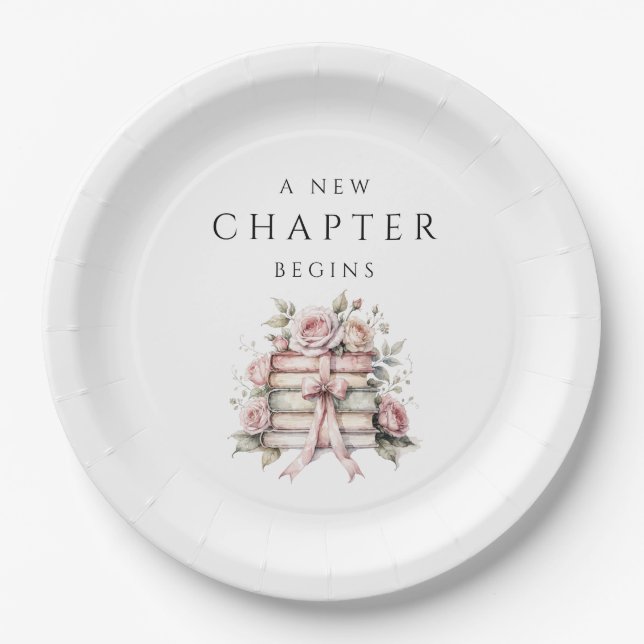 Pink Bow Book Baby Shower Paper Plates (Front)