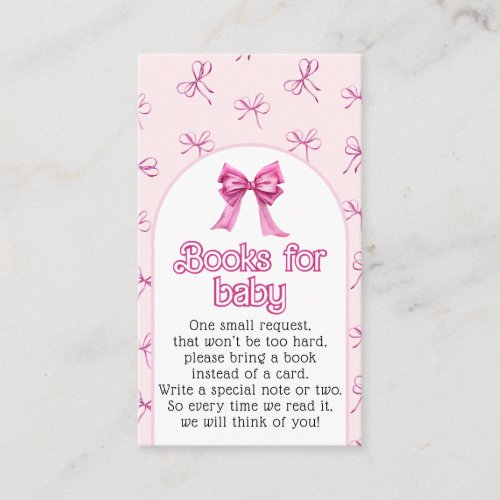 Pink Bow Books Baby Girl Shower Enclosure Card