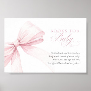Pink Bow Books for Baby - Digital Download Card Poster