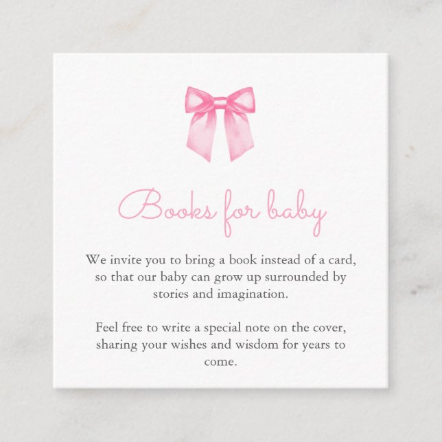 Pink Bow Books for Baby Enclosure Card (Front)