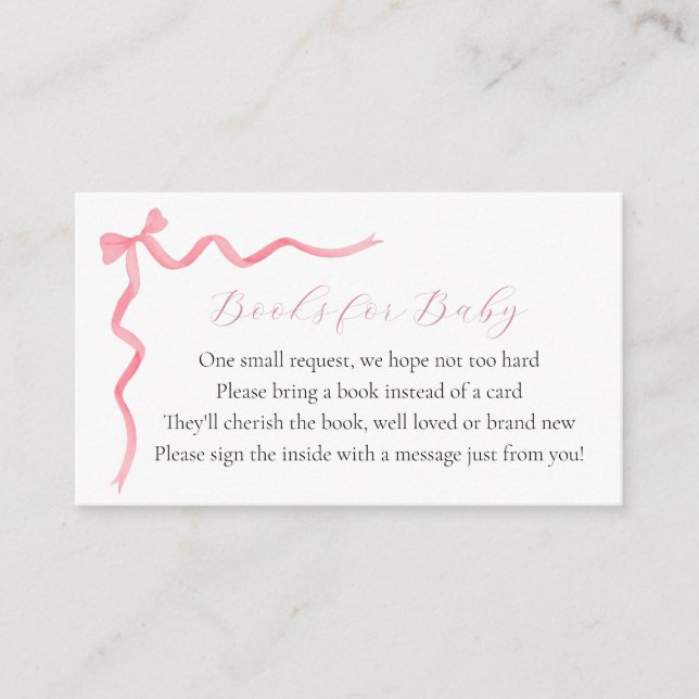 Pink Bow Books for Baby Enclosure Card (Front)