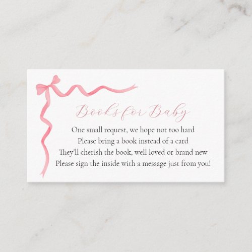 Pink Bow Books for Baby Enclosure Card