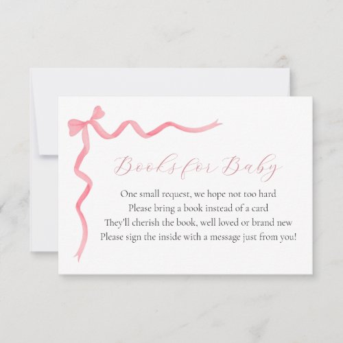 Pink Bow Books for Baby Enclosure Card