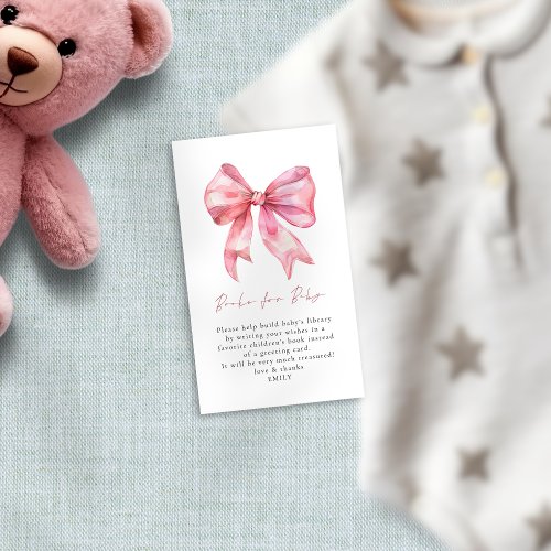 Pink Bow Books for Baby Shower  Enclosure Card