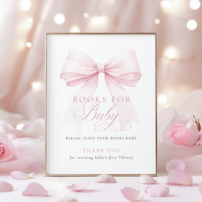 Pink Bow Books for Baby Shower Sign (Creator Uploaded)