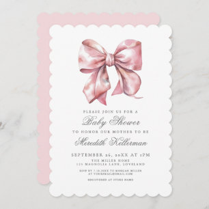 Pink Bow Boy Shower Invitation