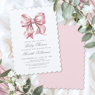Pink Bow Boy Shower Invitation