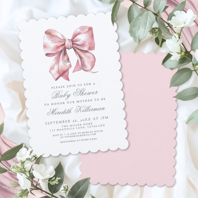 Pink Bow Boy Shower Invitation (Pink Bow Boy Shower Invitation)