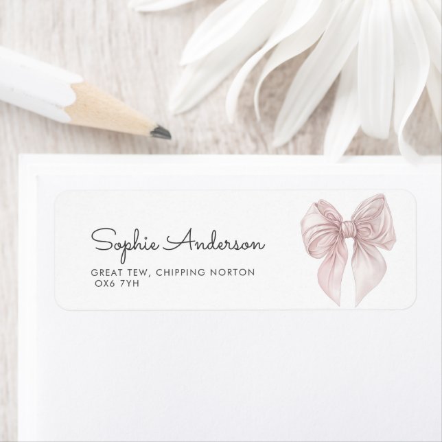 Pink Bow Bridal Shower Address Label (Insitu)