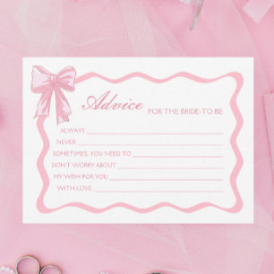 Pink Bow Bridal Shower Advice for the bride Card