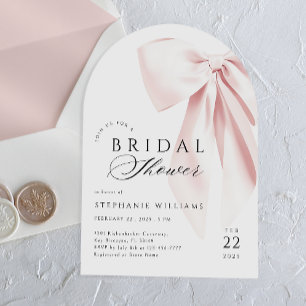 Pink Bow Bridal Shower Arch Invitation