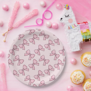 Pink Bow Bridal Shower/Bachelorette Party Paper Plates