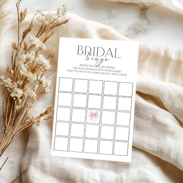 Pink Bow Bridal Shower Bingo Game (Creator Uploaded)