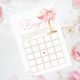 Pink Bow Bridal Shower Bingo Game