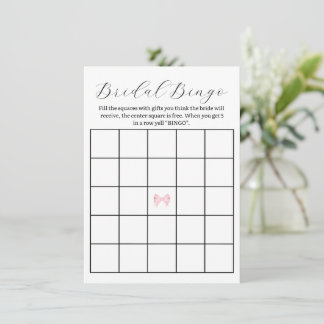 Pink Bow Bridal Shower Bingo Game – Printable Note Card