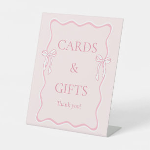 Pink Bow Bridal Shower Cards & Gifts Pedestal Sign