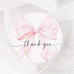 Pink Bow Bridal Shower Classic Round Sticker
