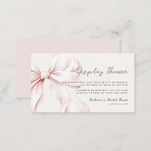 Pink Bow Bridal Shower Display Shower Enclosure Card