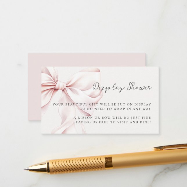 Pink Bow Bridal Shower Display Shower Enclosure Card (Front/Back In Situ)