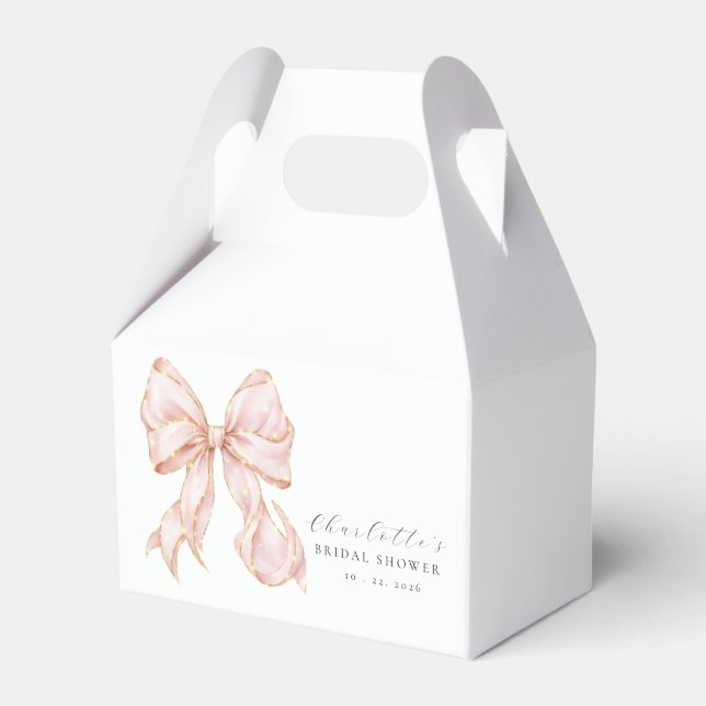 Pink Bow Bridal Shower Favor Boxes (Front Side)