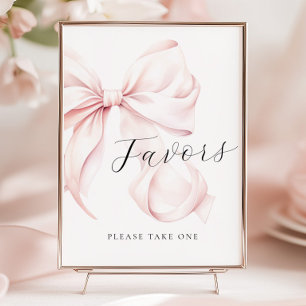 Pink Bow Bridal Shower Favors Table Sign