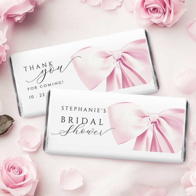 Pink Bow Bridal Shower Hershey Bar Favors (Creator Uploaded)