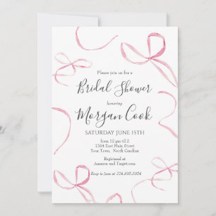 Pink bow Bridal Shower Invitation, Tied the Knot Invitation